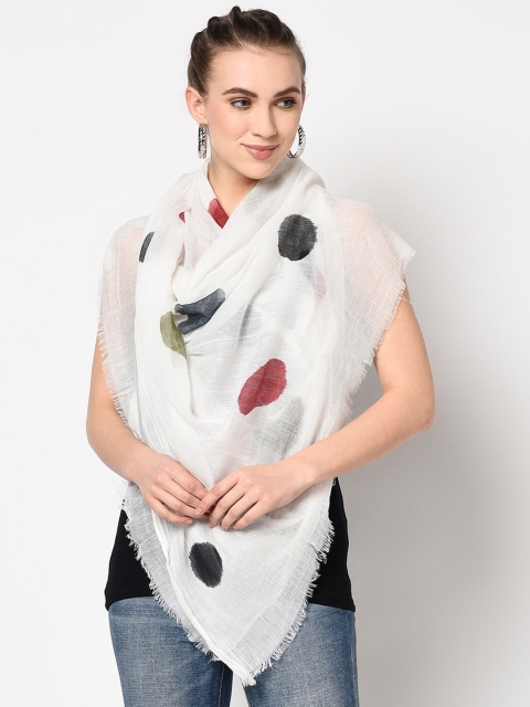 

J Style Women White Printed Stole