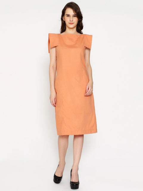 

HAIL WOMEN Women Orange Solid Sheath Dress