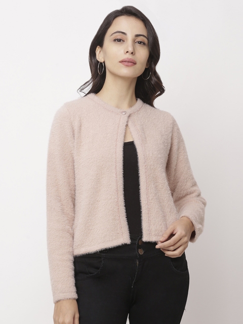 

Globus Women Pink Self Design Button Shrug