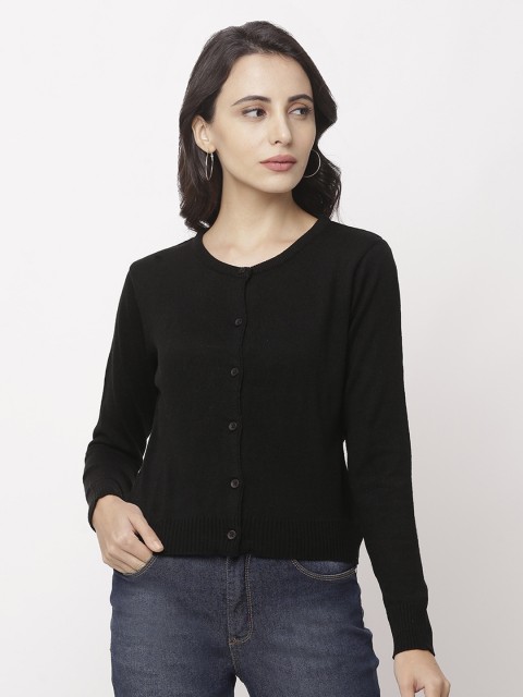 

Globus Women Black Solid Cardigan Sweater