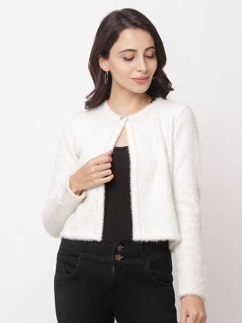 

Globus Women Off-White Self Design Open Front Shrug