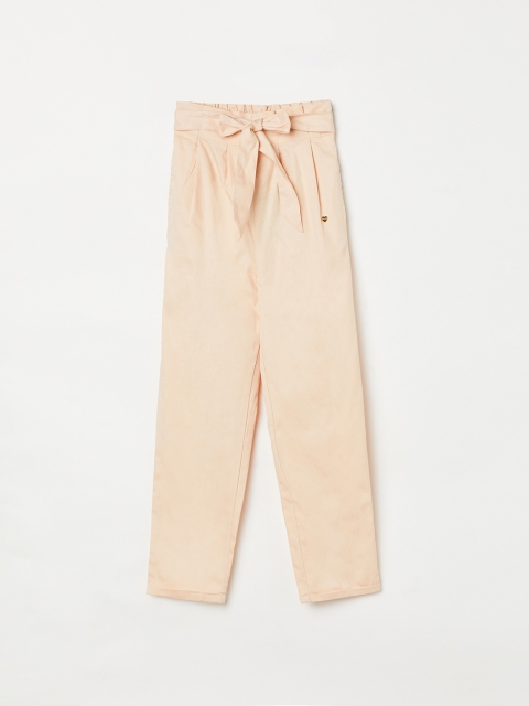 

Bossini Girls Cream-Coloured Regular Fit Solid Regular Trousers