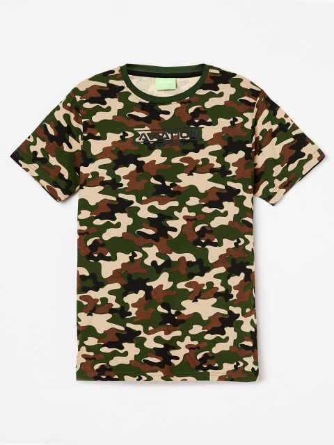 

Bossini Boys Olive Green Printed Round Neck T-shirt