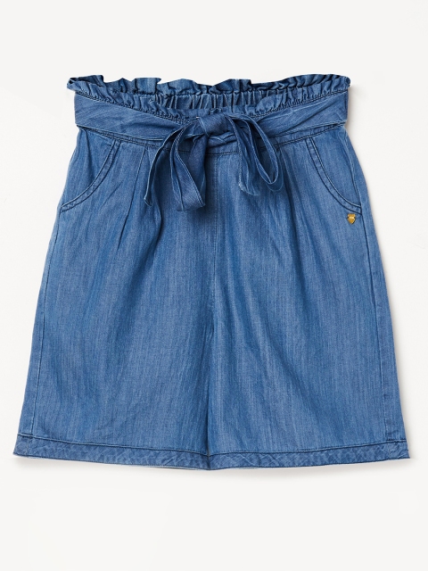 

Bossini Girls Blue Solid Regular Fit Denim Shorts