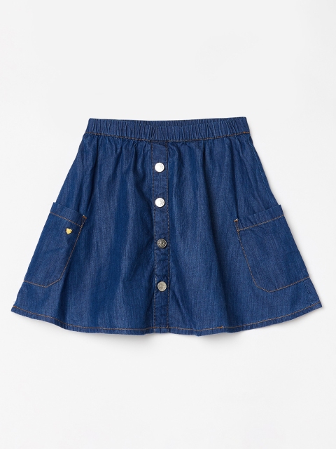 

Bossini Girls Navy Blue Solid A-Line Pure Cotton Skirt