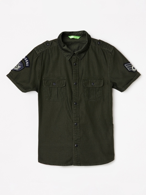 

Bossini Boys Olive Green Regular Fit Solid Casual Shirt