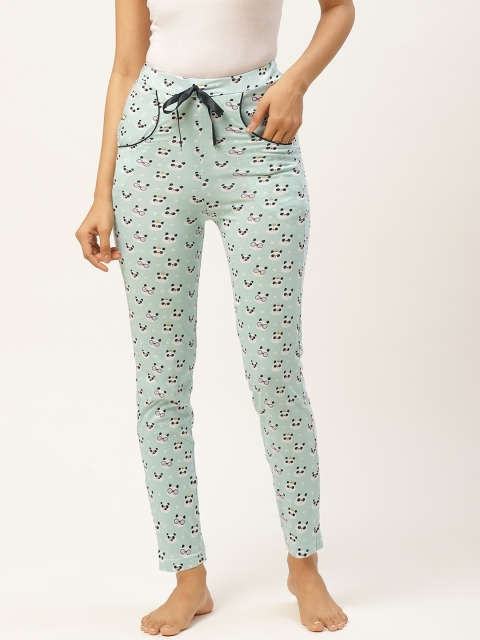 

MRASIS Women Blue & Black Printed Lounge Pants