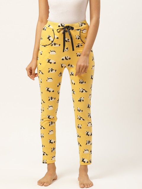 

MRASIS Women Yellow & Black Printed Lounge Pants