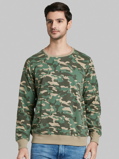 

Parx Men Khaki & Green Camouflage Printed Sweatshirt