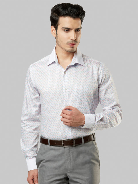 

Raymond Men White Classic Regular Fit Printed Formal Shirt