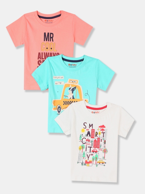 

Donuts Boys Assorted Pack of 3 Printed Round Neck T-shirt