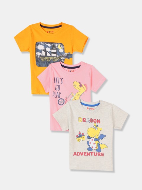 

Donuts Boys Pack Of 3 Assorted Printed Round Neck Pure Cotton T-shirts