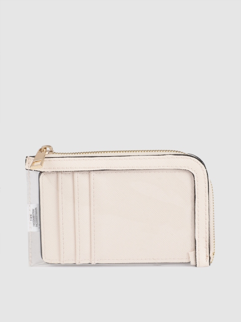 

Accessorize Women Cream-Coloured Solid Zip Around Wallet