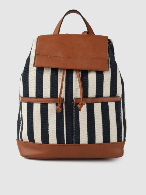 

Accessorize Women Navy Blue & White Striped Backpack