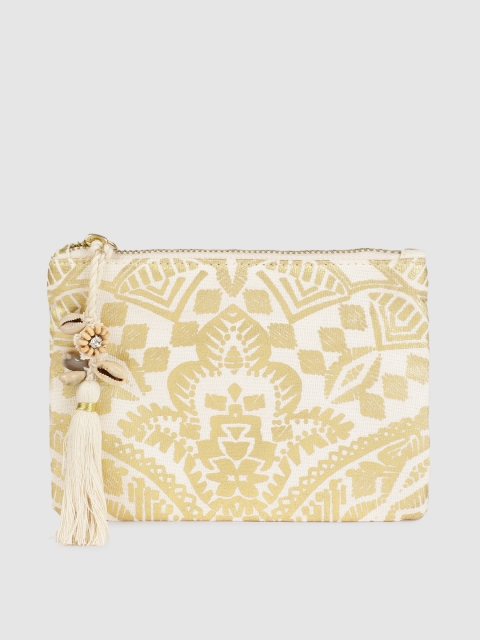 

Accessorize Women Off-White & Yellow Printed Zip Around Wallet