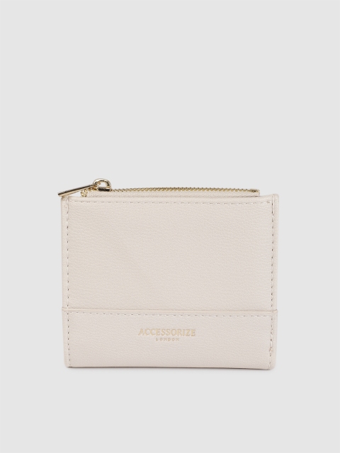 

Accessorize Women Off-White Solid Two Fold Wallet