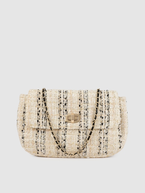 

Accessorize Beige & Black Self Design Sling Bag