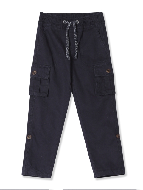 

Cherokee Boys Navy Blue Regular Fit Solid Cargos