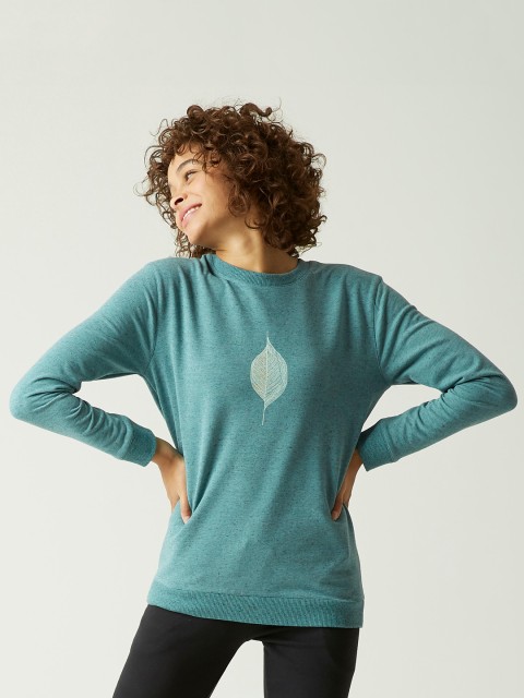 

NYAMBA By Decathlon Women Green Solid Sweatshirt