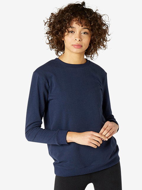 

NYAMBA By Decathlon Women Blue Solid Hooded Sweatshirt