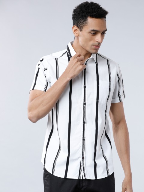 

Ecko Unltd Men White & Black Slim Fit Striped Casual Shirt