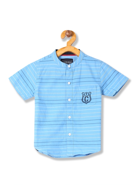 

Cherokee Boys Blue Regular Fit Striped Casual Shirt