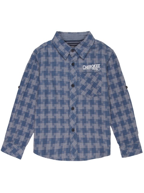 

Cherokee Boys Navy Blue & Grey Regular Fit Checked Casual Shirt