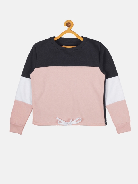 

Instafab Girls Black & Pink Colourblocked Sweatshirt