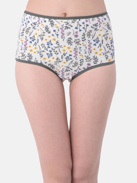 

Clovia Women White & Yellow Floral Printed Hipster Briefs PN3221S18M