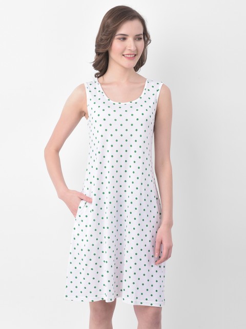 

Clovia Women White Printed Nightdress