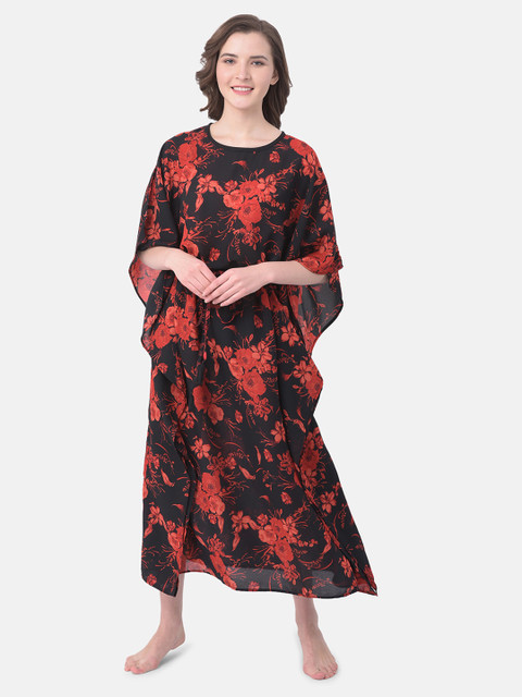 

Clovia Black & Red Printed Nightdress