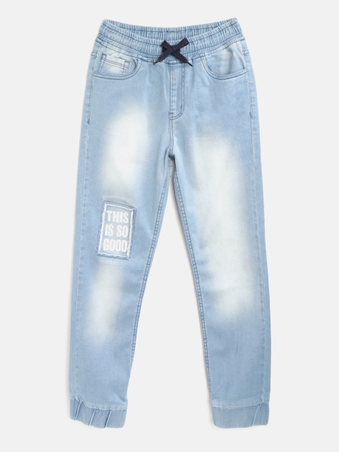 

YK Boys Blue Regular Fit Heavy Fade Printed Stretchable Jeans