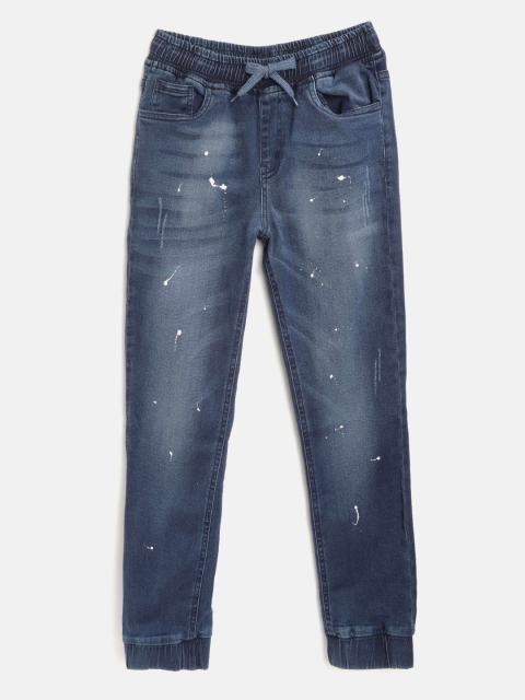 

YK Boys Navy Blue Light Fade Printed Stretchable Jeans