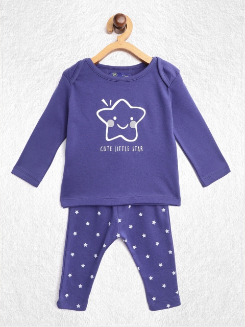 

YK Boys Navy Blue Star Print Pure Cotton Night Suit