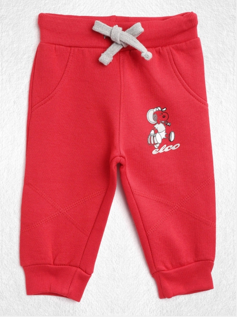 

YK Infant Boys Red Solid Fleece Lined Cotton Trousers