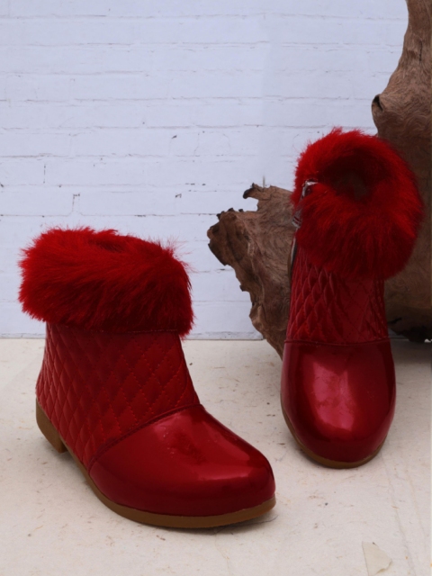 

DChica Girls Red Solid Synthetic High-Top Flat Boots