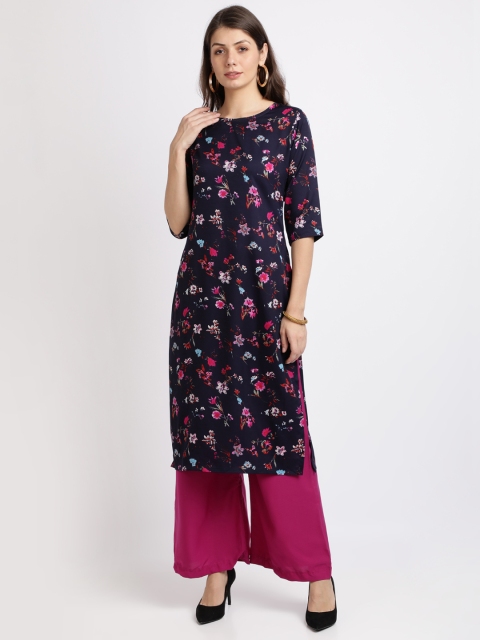 

Florence Women Navy Blue & Pink Printed Kurta with Palazzos