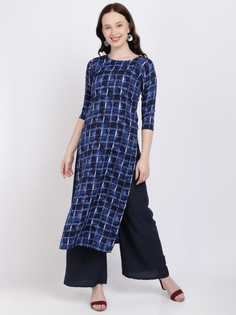 

Florence Women Navy Blue Printed Kurta with Palazzos