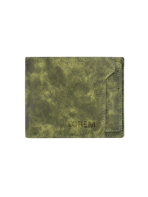 

LOREM Men Green Textured Two Fold Wallet