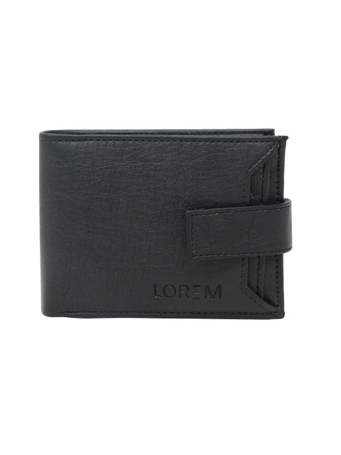 

LOREM Men Black Textured Two Fold Wallet