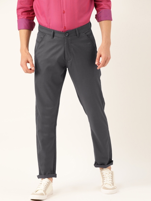 

SOJANYA Men Charcoal Grey Smart Regular Fit Solid Trousers