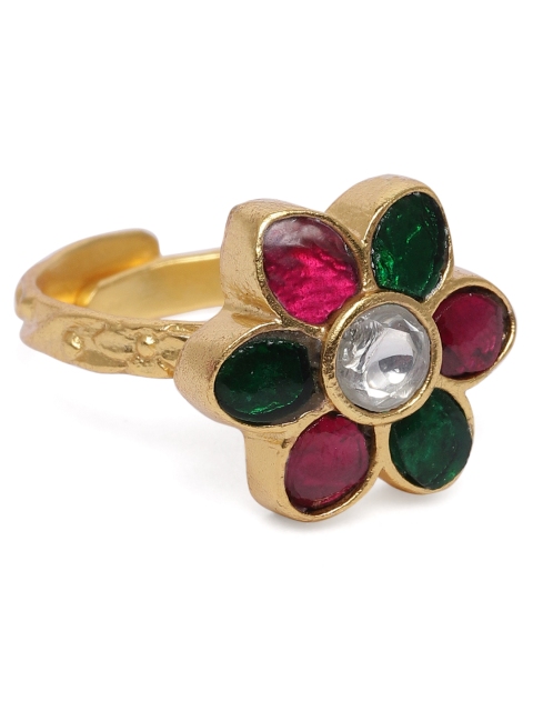 

AccessHer Women Gold Plated Handcrafted Jadau Kundan Adjustable Finger Ring