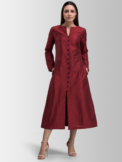 

FableStreet Women Red Solid A-Line Dress