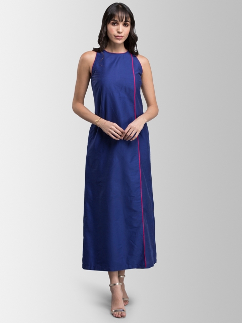 

FableStreet Women Navy Blue Solid Maxi Dress