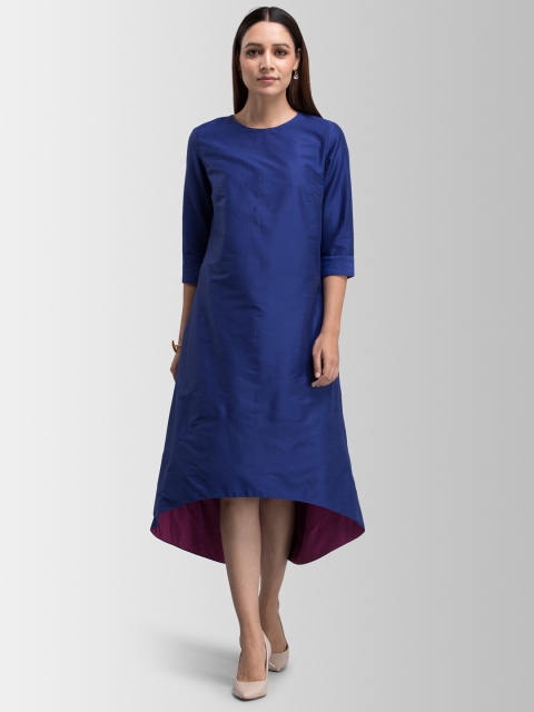 

FableStreet Women Blue Solid A-Line Dress