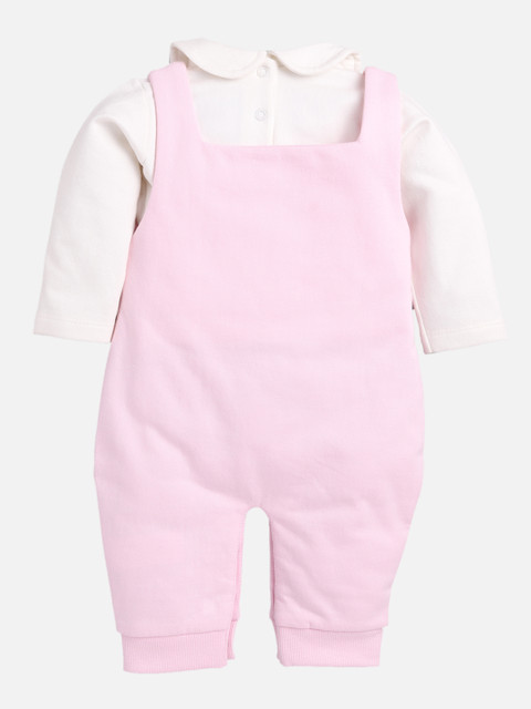 

BABY GO Girls Pink And White Dungarees With T-Shirt