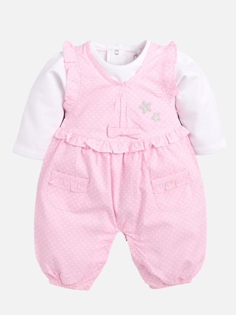 

BABY GO Girls Pink And White Dungarees With T-Shirt