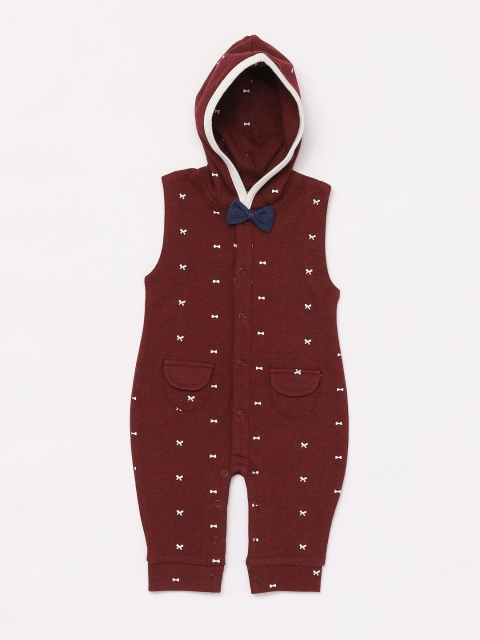 

BABY GO Boys Maroon And White Dungarees With T-Shirt