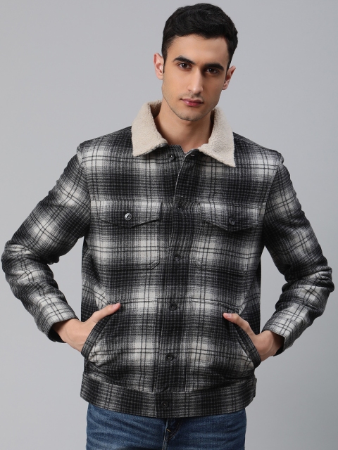 

Marks & Spencer Men Grey & Black Checked Tailored Jacket