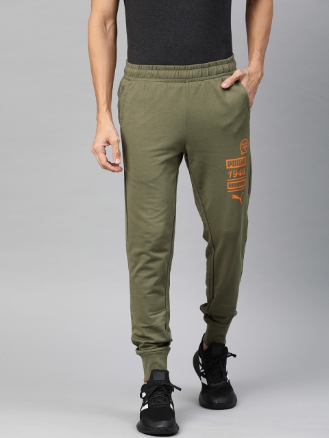 

Puma Men Olive Green Graphic Sweatpants BT Solid Joggers with Printed Detail